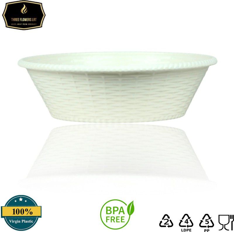 Plastic Vegetable Bowl  (White, Pack of 1)