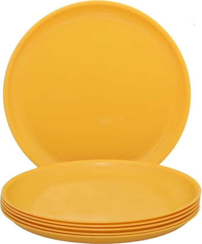 Dream Home Full Plate Round Yellow Plate (Pack of 6) Dinner Plate  (Pack of 6, Microwave Safe)