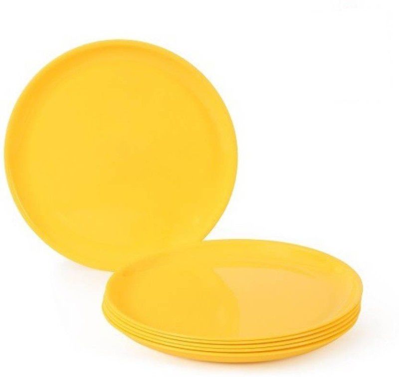 PALASH Microwave Safe Yellow Round Dinner Plates - Set Of 6 Dinner Plate  (Pack of 6, Microwave Safe)