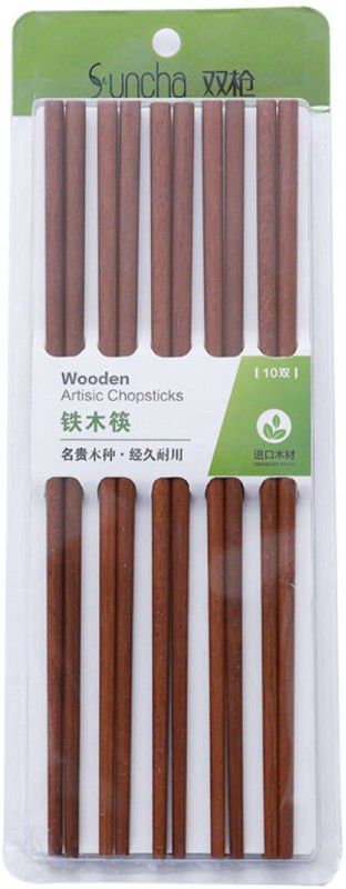 Suncha Eating Wooden Japanese Chopstick  (Brown Pack of 10)