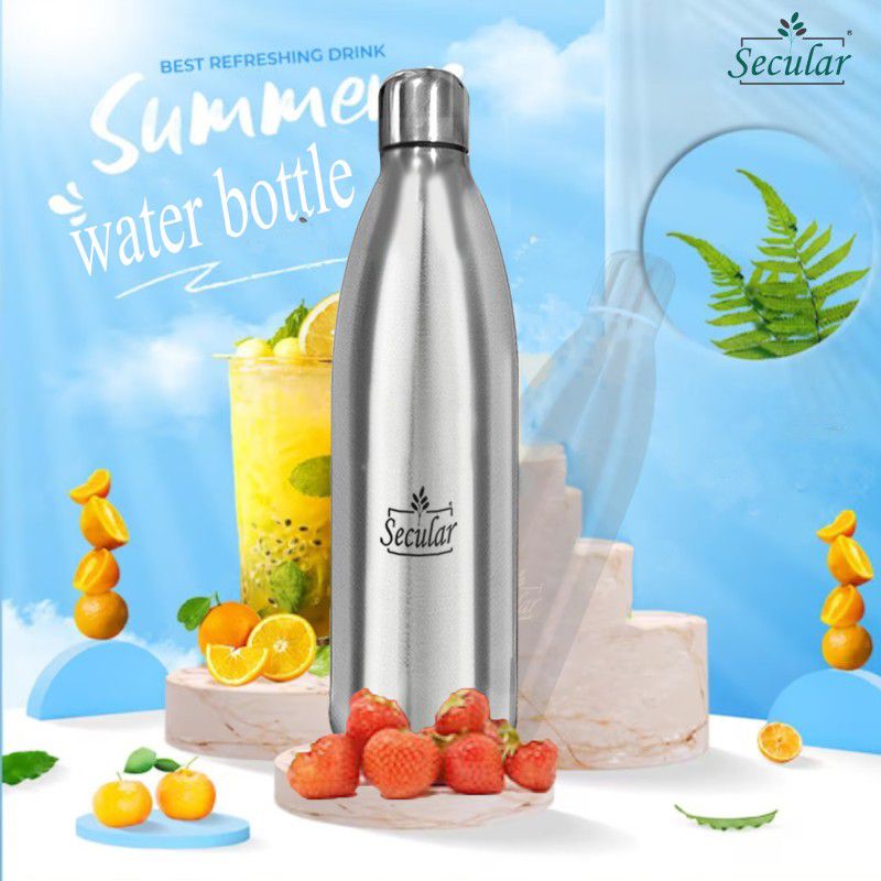 Secular Summer Sports Cycling Lemon Juice/Milk Water bottle Cycling & Adventure 1000 ml Bottle  (Pack of 1, Silver, Steel)