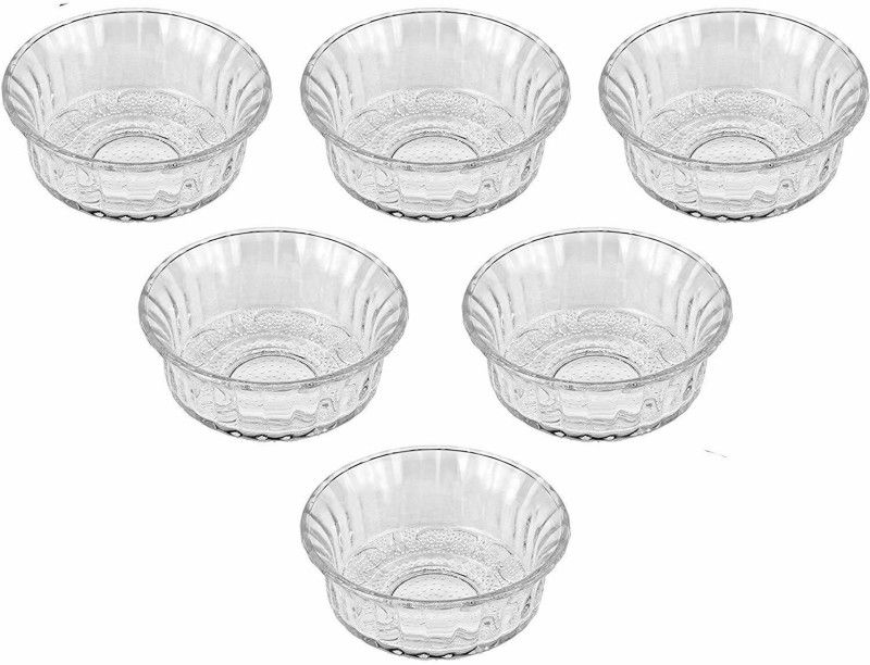 ice bowl set serving fruits, candy, Dry-fruits, Sweets Disposable Dessert Bowl Glass Disposable Salad Bowl  (Clear, Pack of 6)