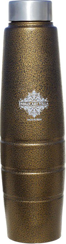 IndianArtVilla Steel Bottle Curve+Lining Steel Cap Antique Gold 1000 ml Bottle  (Pack of 1, Gold, Steel)