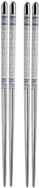 CRIYALE Cooking, Eating, Chewing, Training, Decorative Stainless Steel Korean, Chinese, Japanese, Vietnamese Chopstick  (Silver Pack of 4)
