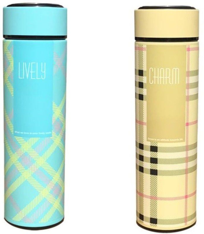 BENISON INDIA vaccum double insulated leak proof/BPA free with infuser 500 ml Flask  (Pack of 2, Multicolor, Steel)