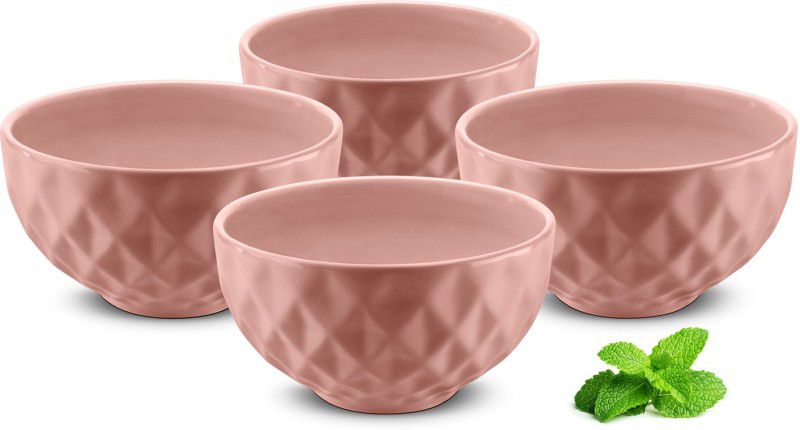 Prism Ceramic Disposable Serving Bowl  (Pink, Pack of 4)