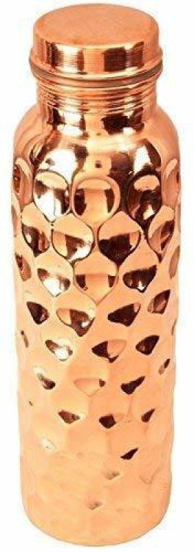 Divycopper Leakproof Diamond Antique Hammered Copper Water 1000 ml Bottle  (Pack of 1, Gold, Copper)