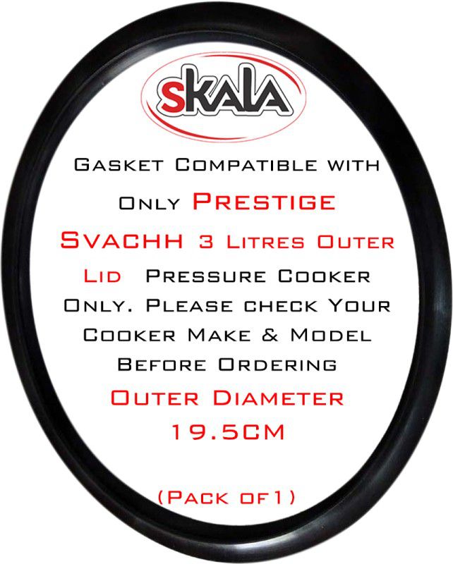 SKALA Gasket Compatible With Prestige Svachh 3 litres Outer Lid (Pack of 1) 195 mm Pressure Cooker Gasket