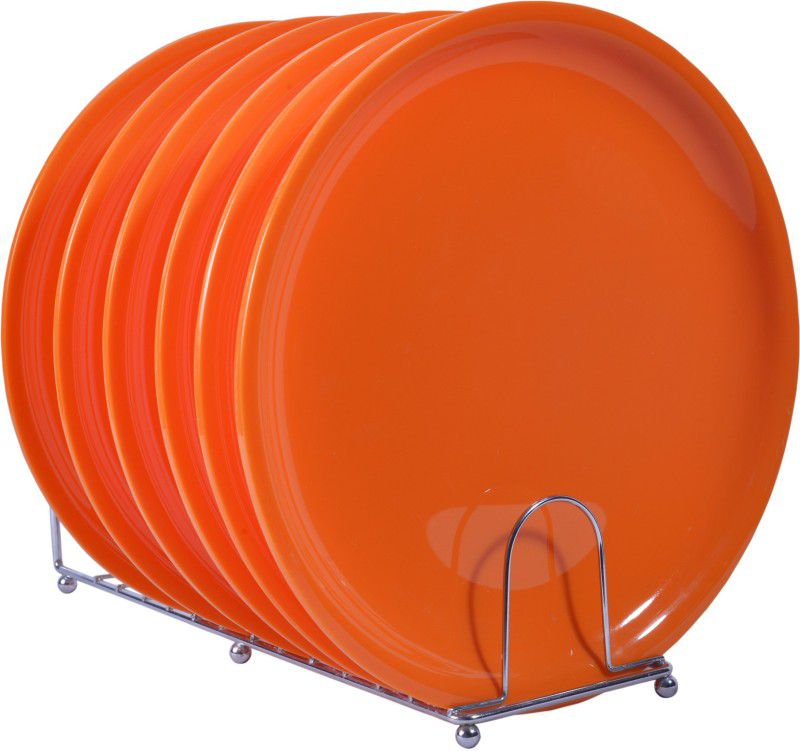 Deseo Round Dinner Plate Acrylic, Orange, Set of 6 Dinner Plate  (Pack of 6)