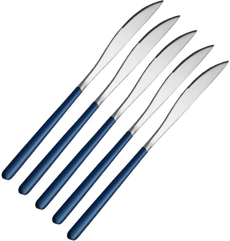 pepplo Butter Knife Spreader Table Knives Sturdy And Dishwasher Saf(Blue,Set of 5) Stainless Steel Butter Spreader Set  (Pack of 5)
