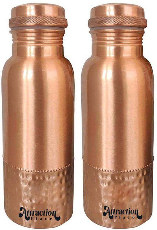 ATTRACTION PLACE Copper Bottle Uper Lacquer Volume- 1000 ml, Set of 2 1000 ml Bottle  (Pack of 2, Brown, Copper)