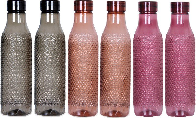 DM PLUS Premium Quality Fridge Water Bottles Set Of 6 For Gym, Office, Home 1000 ml Bottle  (Pack of 6, Multicolor, Plastic)