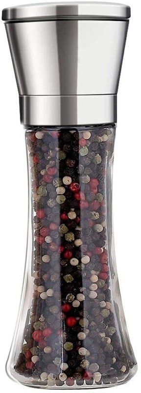 PRISMAXIC Stainless Steel Salt and Pepper Crusher refillable for Black Peppercorn Glass Squeeze Mill  (Multicolor, Pack of 1)