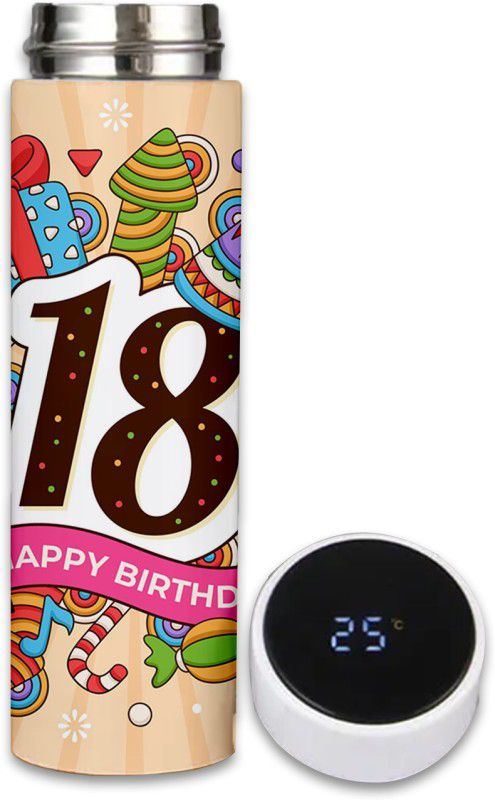 Royals of Sawaigarh 18th Happy Birthday Celebration Printed Temprature Bottle 500 ml Bottle  (Pack of 1, Multicolor, Steel)