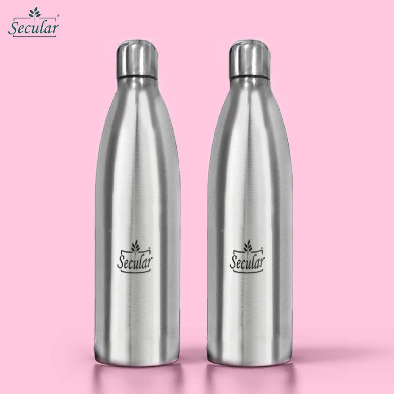 Secular BicycleCyclingGymSummerSpecial/StainlessSteelWaterBottle 1000 ml Bottle  (Pack of 2, Silver, Steel)