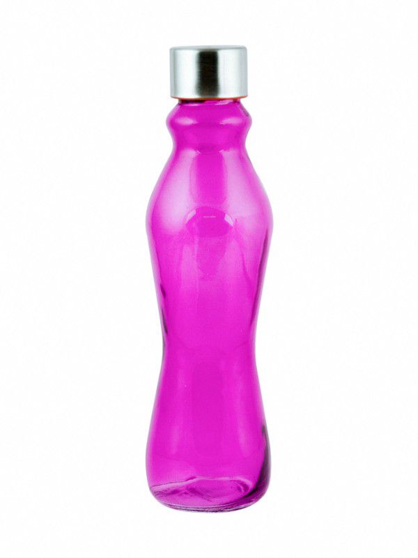Goodhomes Glass Bottle in Magenta Colour with Airtight Cap for Milk, Water, Juice 500 ml Bottle  (Pack of 2, Pink, Glass)