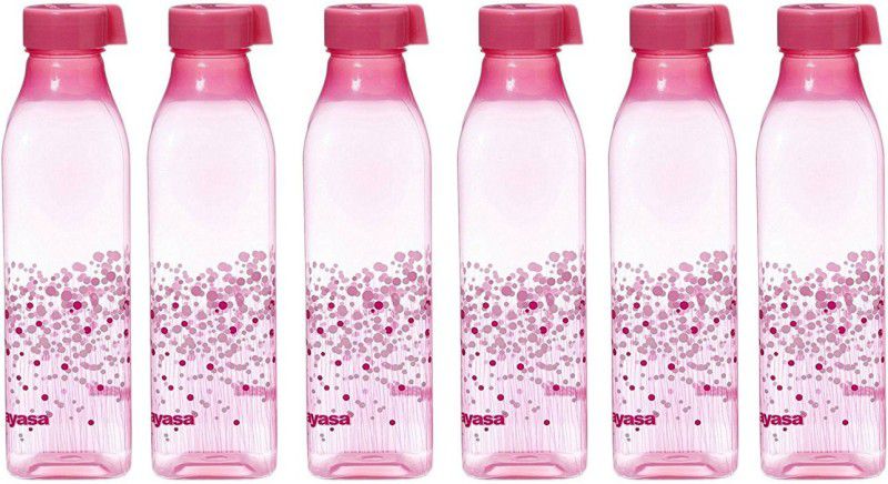 NAYASA Square Deluxe 1000 ml Bottle  (Pack of 6, Pink, Plastic)