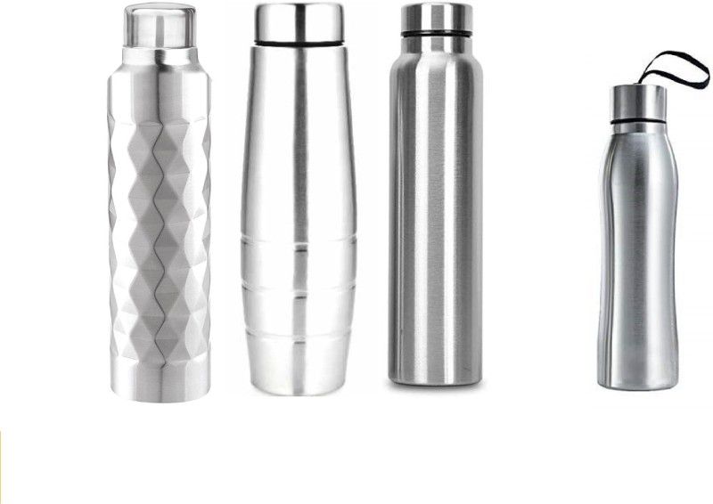 Prosila Stainless Steel Leak proof fridge water bottle 3750 ml Flask  (Pack of 4, Silver, Steel)