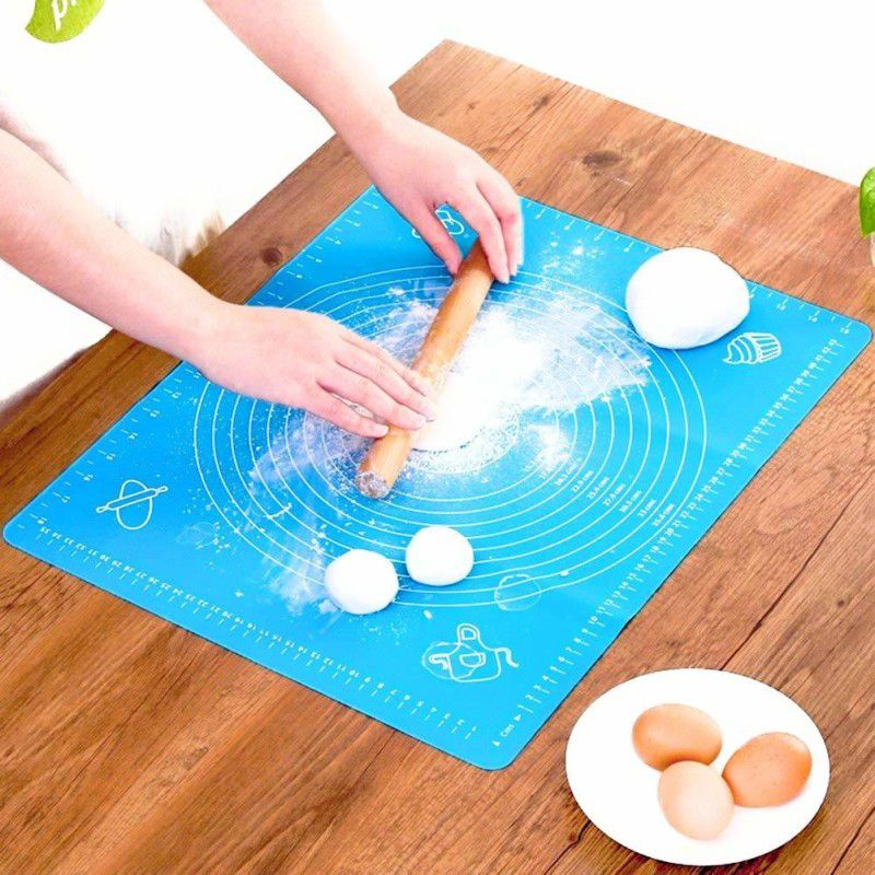 NANDKUVAR Silicon Fondant Rolling Mat or Silicone Baking Sheet Large with Measurements Stretchable for Kitchen Roti Chapati Cake Pad Cooking Dough Atta Kneading Food-grade Silicone Baking Mat  (Pack of 1)