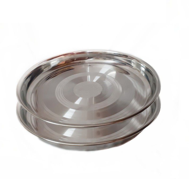 ESS KAY Set of two stainless steel thalis plates heavy guage (28 cm) Dinner Plate  (Pack of 2)
