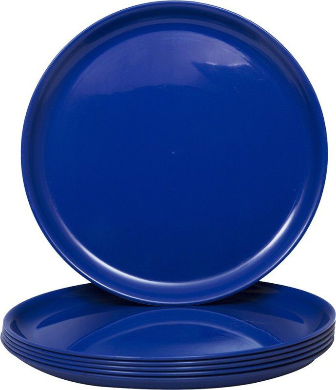 Homray Unbreakable Dark Blue Round Full Plates Dinner Plate  (Pack of 6, Microwave Safe)