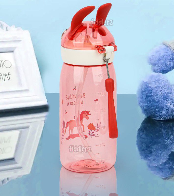 FIDDLERZ Water Bottle for Kids Cute Bunny Ear Leak Proof (Pink) 550 ml Bottle  (Pack of 1, Pink, Tritan)