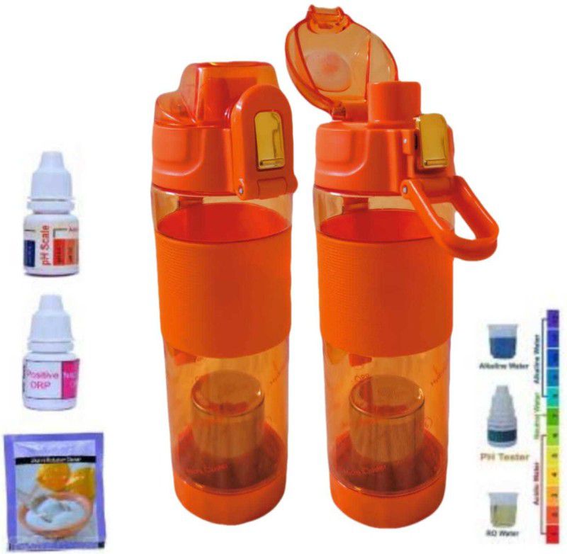 New India Choice Alkaline water bottle 650ml capacity Tritan Material (Orange) 650 ml Bottle  (Pack of 2, Orange, Tritan)