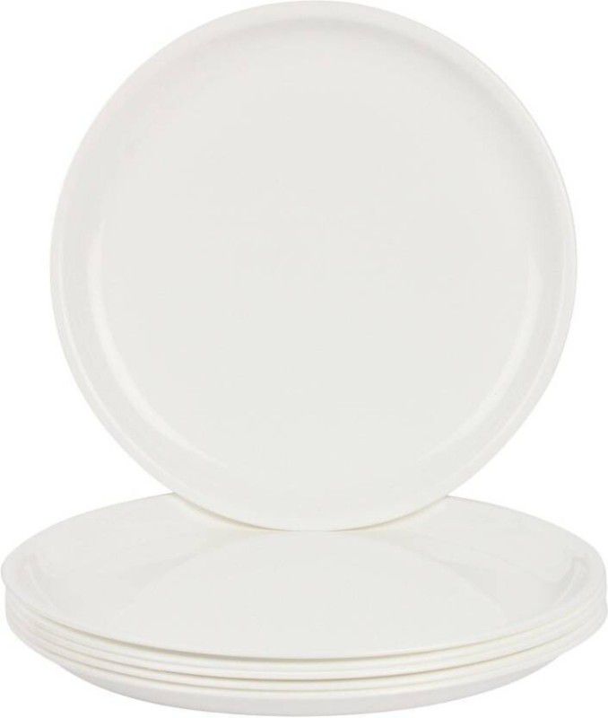 PALASH Microwave Safe White Round Dinner Plates - Set Of 6 Dinner Plate  (Pack of 6, Microwave Safe)