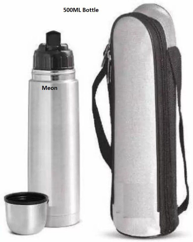 Meon Hot and Cold Thermal Water Bottle Stainless Steel Thermos 500 ml Flask  (Pack of 1, Steel/Chrome, Plastic, Steel)