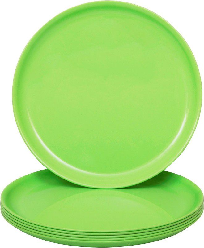 Homray 051501-Parrot Green Dinner Plate  (Pack of 6, Microwave Safe)