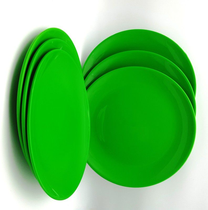 Homray Microwave Safe & Unbreakable Lush Full Plates (6 Pieces)-Apple Green Dinner Plate  (Pack of 6, Microwave Safe)