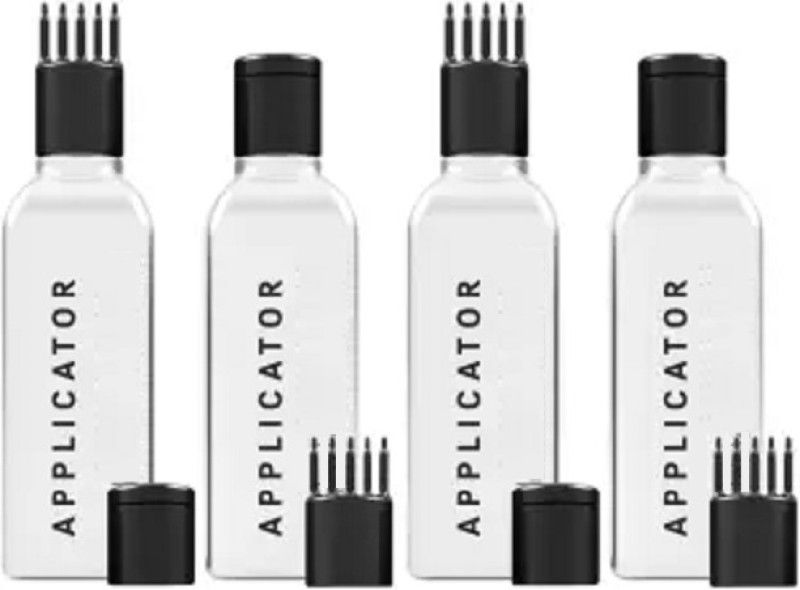 ShopCircuit Hair Root Applicator Bottle with Comb Cap for Applying Hair Oil Shampoo Medicine 100 ml Bottle  (Pack of 4, White, Plastic)