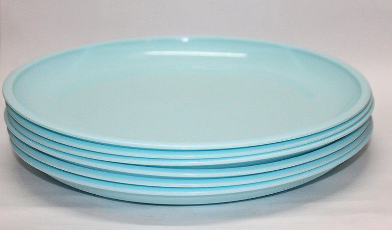 Everbuy aqua blue 6 bpa free plates Dinner Plate  (Pack of 6, Microwave Safe)