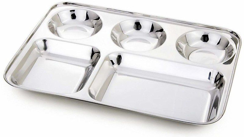 Lyticx Stainless Steel Dinner Plate/Thali with Rectangle Compartments Dinner Plate