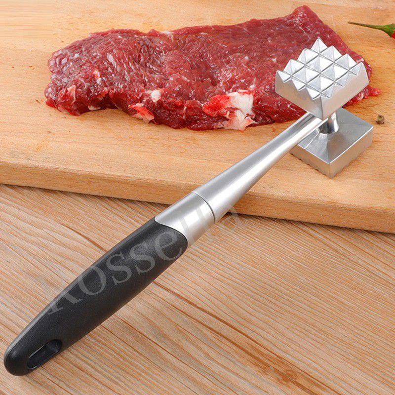 Rossella Dual-Sided Chicken Meat Tenderizer Hammer Pounders Rubber Grip Cooking Tool Stainless Steel Hammer Meat Tenderizer