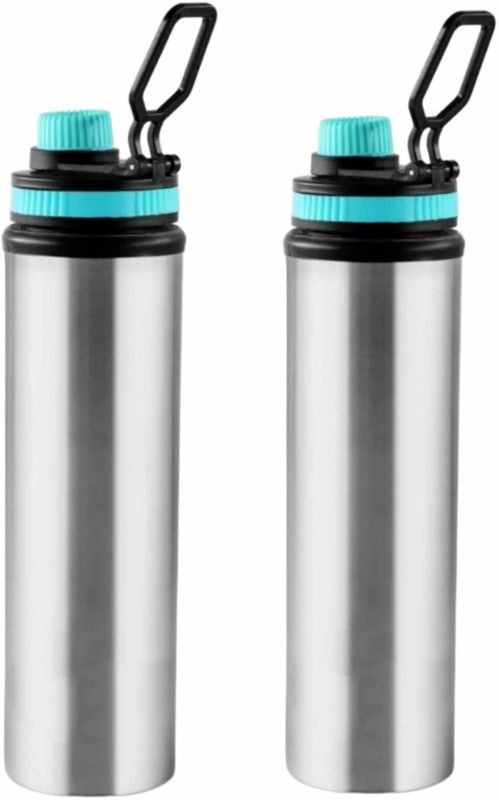 Fridge Water Bottle Stainless Steel Set 2 Bottle For School|Office|Sports 900 ml Bottle  (Pack of 2, Silver, Steel)