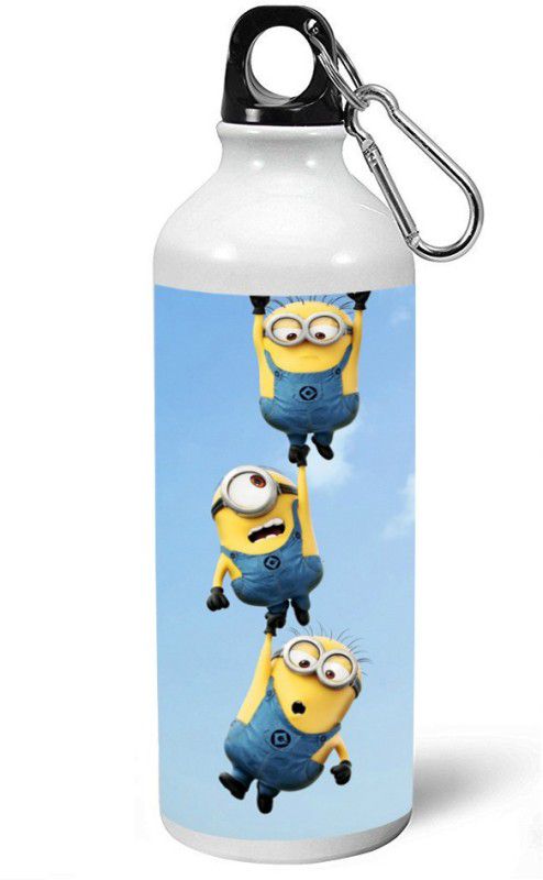 MUGKIN A003- Minion despicable me Official printed (1 Bottle) ml- 600 ml Bottle  (Pack of 1, White, Aluminium)