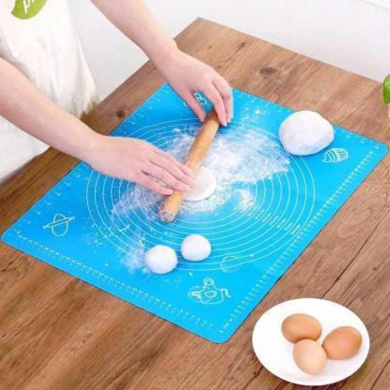 KHODAL ART Reusable Non-Stick Silicone Mat with Measurements for Roti Making Pastry Rolling Non Stick & Non Slip Blue Table Sheet Food-grade Silicone Baking Mat Food-grade Silicone Baking Mat  (Pack of 1)