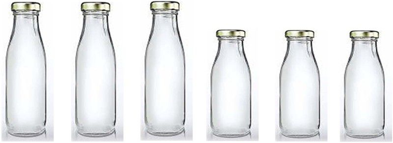 BILAL ANSARI clear hygiene glass water milk juice multipurpose bottle 3(1000+500ml) 1000 ml Bottle  (Pack of 6, Clear, Glass)