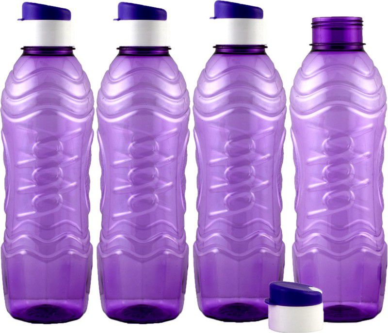 KUBER INDUSTRIES Plastic 4 Pieces Fridge Water Bottle Set with Flip Cap (1000ml, Purple) 1000 ml Bottle  (Pack of 4, Purple, Plastic)