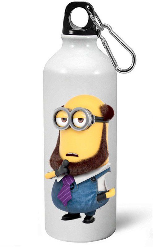 MUGKIN A021- Minion despicable me Official printed (1 Bottle) ml- 600 ml Bottle  (Pack of 1, White, Aluminium)