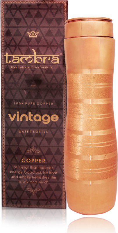 Tambra Pure Copper Jointless Vintage Apsara Luxury 950 ml Bottle  (Pack of 1, Copper, Copper)