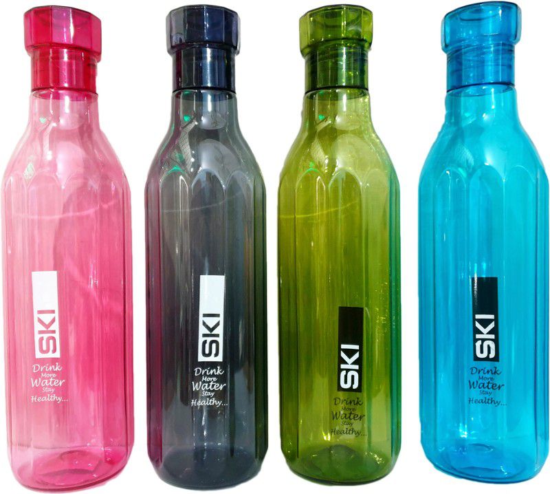 Sublime Plastics SKI Premium Plastic Stylish Lightweight & Durable Fridge Bottle, Cyprus Series, 1000 ml Bottle  (Pack of 4, Multicolor, Plastic)