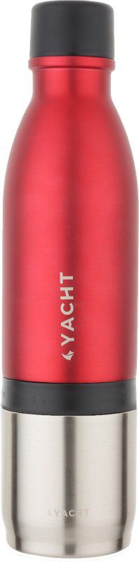 YACHT Stainless Steel Vacuum Insulated Hot & Cold Double 2-in-1 Bottle and Travel Mug 900 ml Bottle  (Pack of 1, Red, Steel)