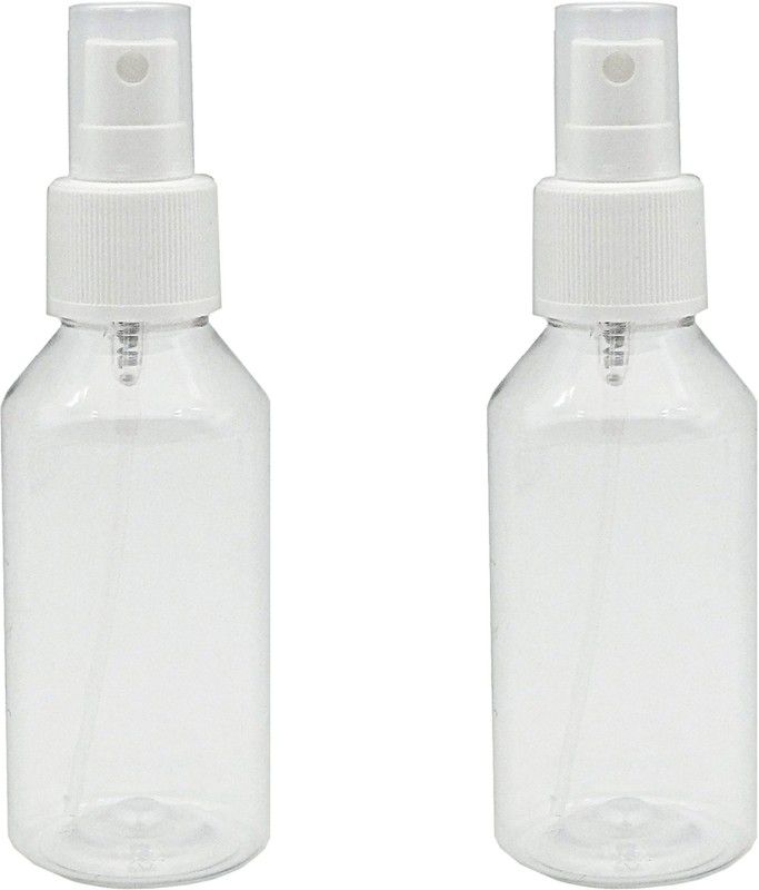HARSH PET 100ml Empty Refillable Reusable Mist Spray Round Transparent Bottle Set of 2 100 ml Spray Bottle  (Pack of 2, Clear, Plastic)