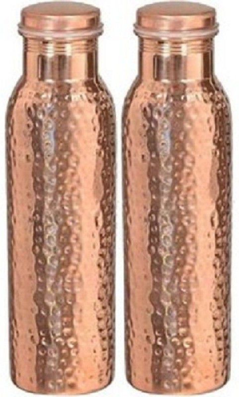 SUNNY Copper Water Hammered (Set- 2) 500 ml Bottle  (Pack of 2, Steel/Chrome, Copper)