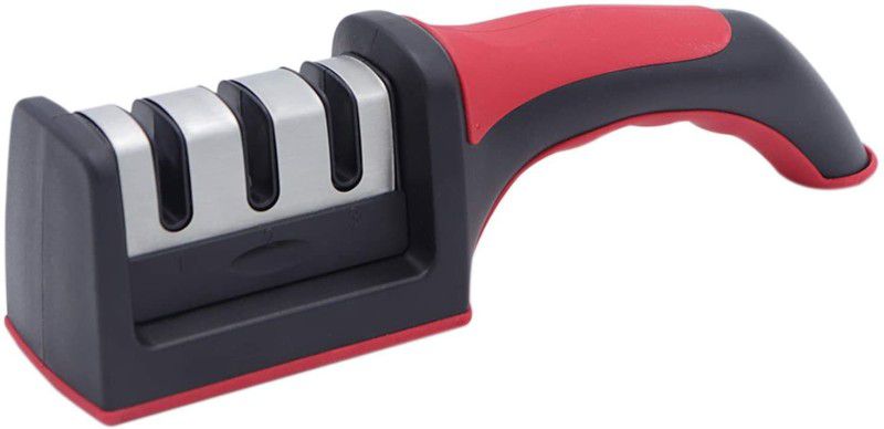 RedHooS Manual Knife Sharpener 3 Stage Sharpening Tool for Ceramic Knife and Steel Knives Knife Sharpening Steel  (PVC (Polyvinyl Chloride))