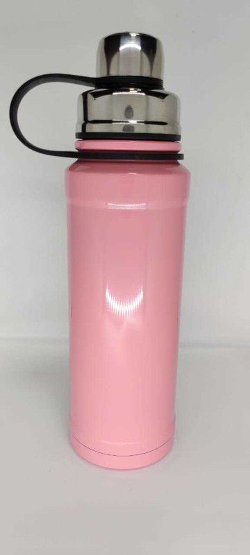 ELINA SALES Stainless Steel Double Wall Vacuum Thermos Bottle (600 ml) 24 Hrs Hot & Cold 600 ml Bottle  (Pack of 1, Pink, Steel)