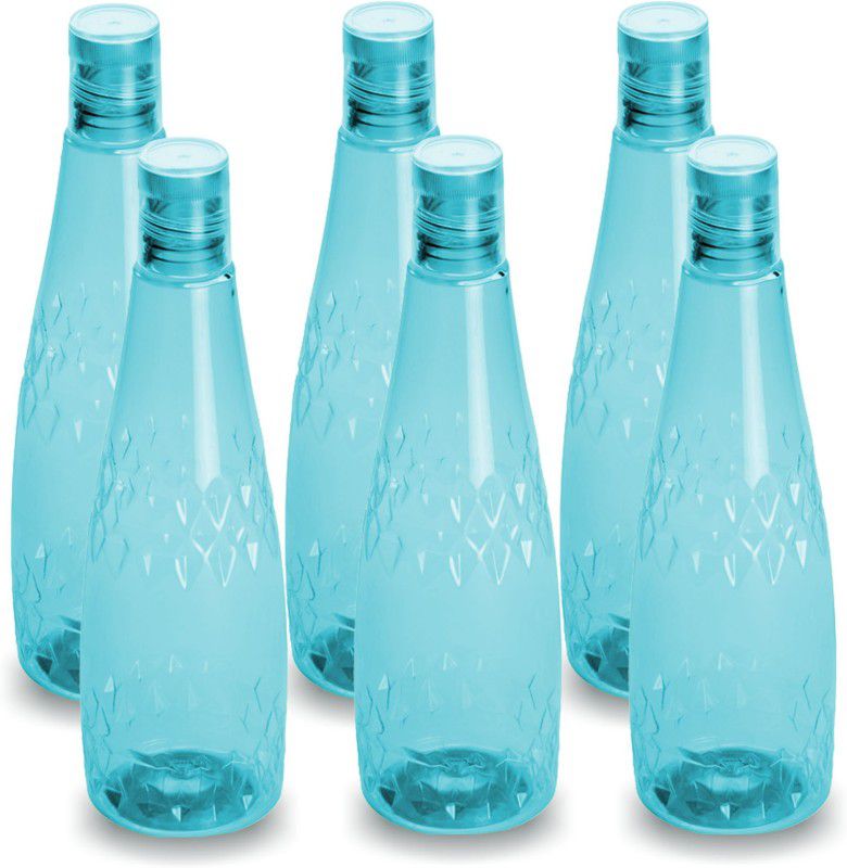 Oliveware Diamond 1000 ml Bottle  (Pack of 6, Blue, Plastic)