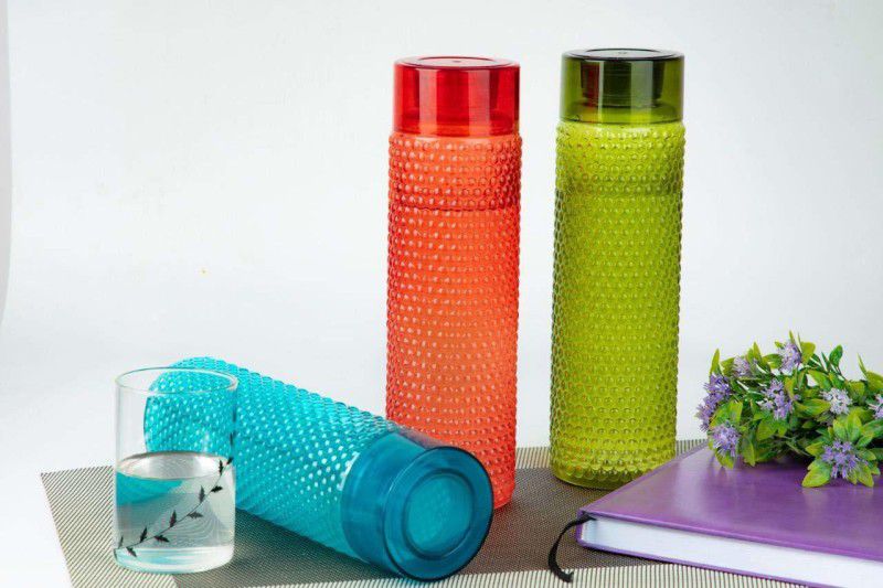 AMPEREUS SmartBuy Bubble Shape Designer Water Bottle For School,College,Office 1000ml each, 3000 ml Bottle  (Pack of 3, Multicolor, Plastic)